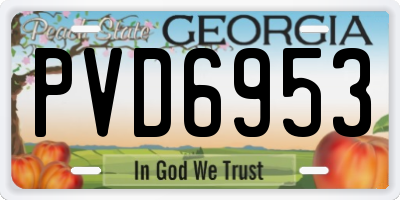 GA license plate PVD6953