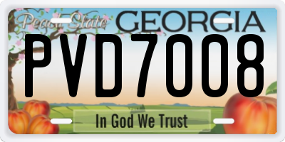 GA license plate PVD7008