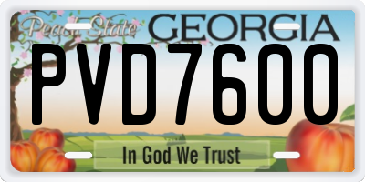 GA license plate PVD7600