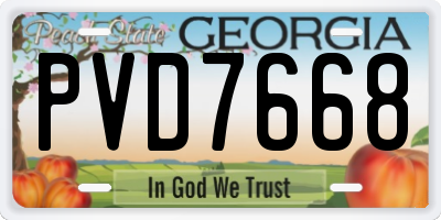 GA license plate PVD7668