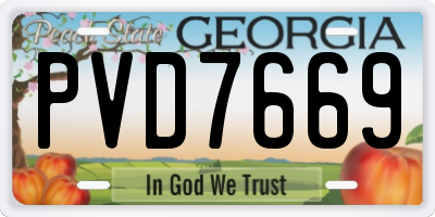 GA license plate PVD7669