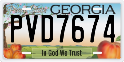 GA license plate PVD7674