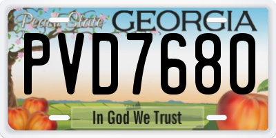 GA license plate PVD7680