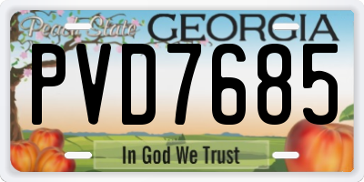GA license plate PVD7685