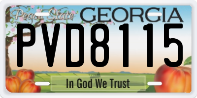 GA license plate PVD8115
