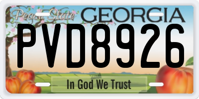 GA license plate PVD8926