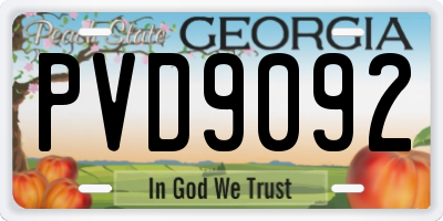 GA license plate PVD9092