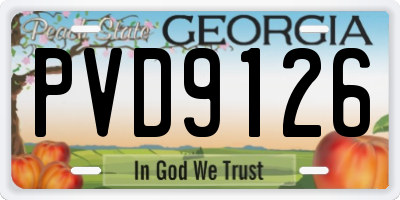 GA license plate PVD9126