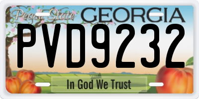 GA license plate PVD9232