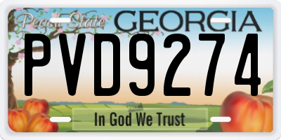 GA license plate PVD9274