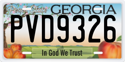 GA license plate PVD9326