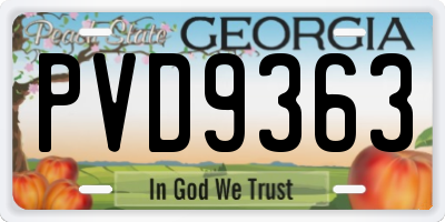 GA license plate PVD9363