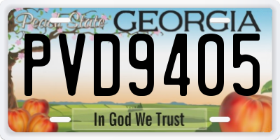 GA license plate PVD9405