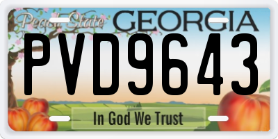 GA license plate PVD9643