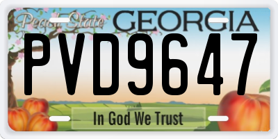 GA license plate PVD9647