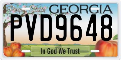 GA license plate PVD9648