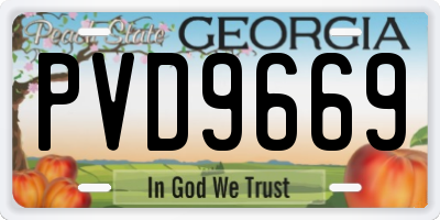 GA license plate PVD9669