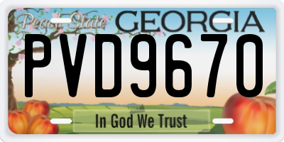 GA license plate PVD9670