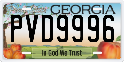 GA license plate PVD9996