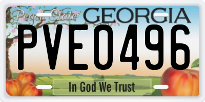 GA license plate PVE0496