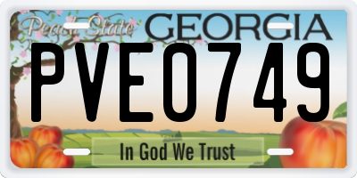 GA license plate PVE0749