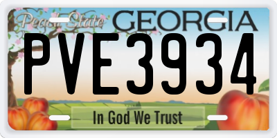 GA license plate PVE3934