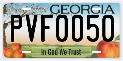GA license plate PVF0050