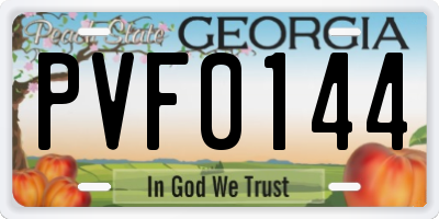 GA license plate PVF0144