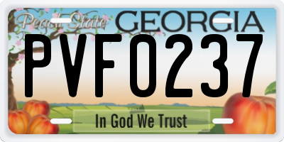 GA license plate PVF0237