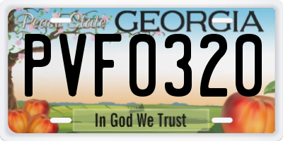 GA license plate PVF0320