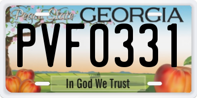 GA license plate PVF0331