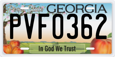 GA license plate PVF0362