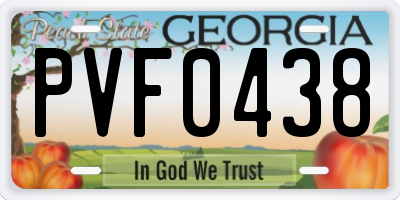 GA license plate PVF0438