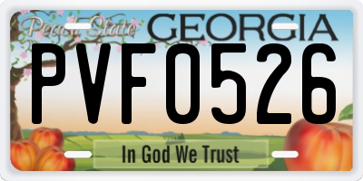 GA license plate PVF0526