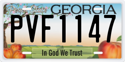 GA license plate PVF1147
