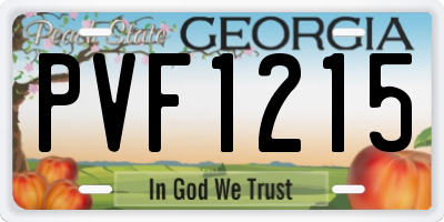 GA license plate PVF1215