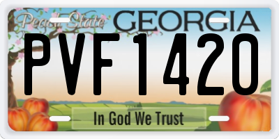 GA license plate PVF1420
