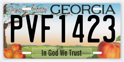 GA license plate PVF1423