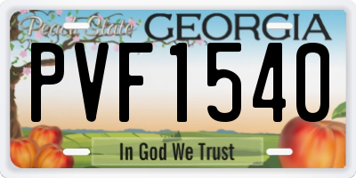 GA license plate PVF1540