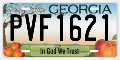 GA license plate PVF1621
