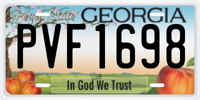 GA license plate PVF1698