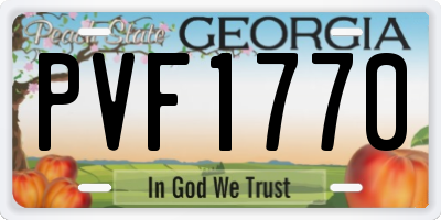 GA license plate PVF1770