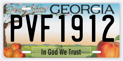 GA license plate PVF1912