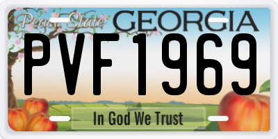 GA license plate PVF1969