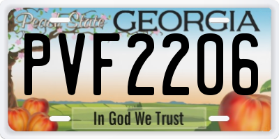 GA license plate PVF2206
