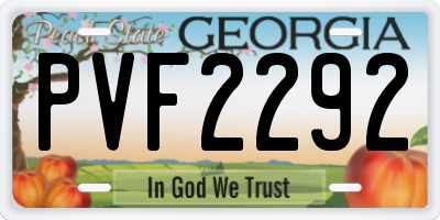 GA license plate PVF2292