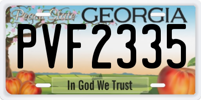 GA license plate PVF2335