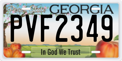 GA license plate PVF2349
