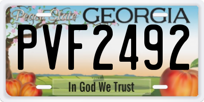GA license plate PVF2492