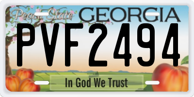 GA license plate PVF2494
